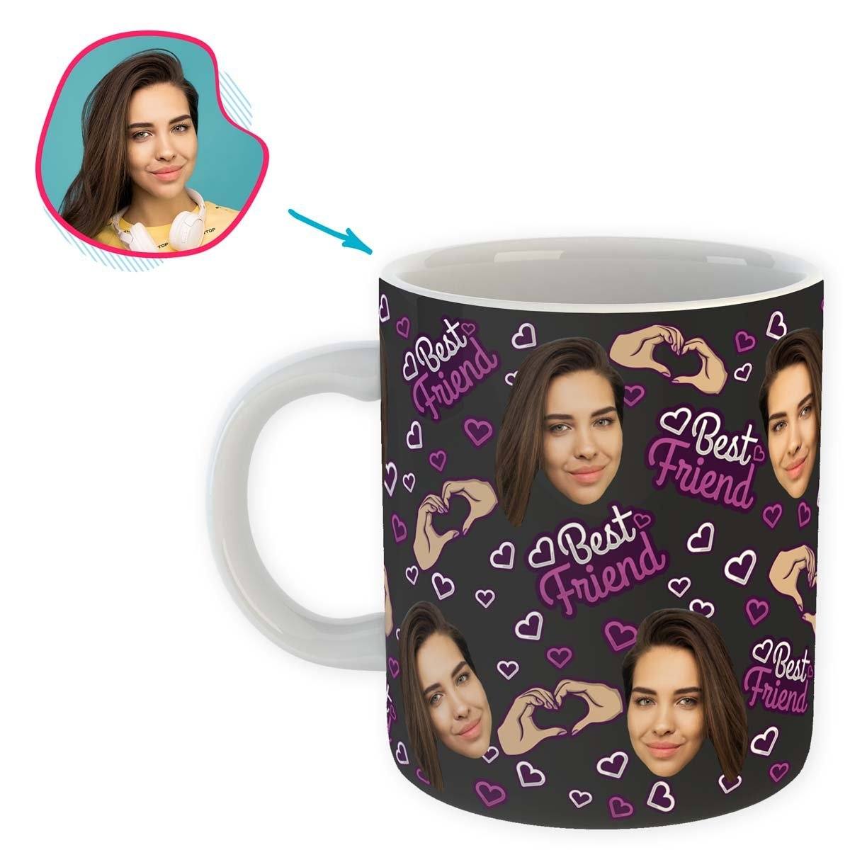 dark BFF for Her mug personalized with photo of face printed on it