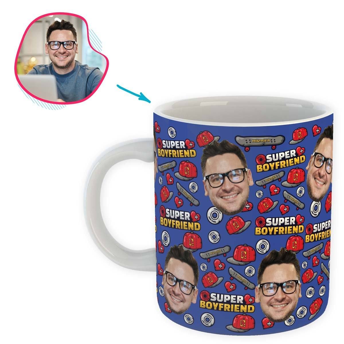 Darkblue Boyfriend personalized mug with photo of face printed on it