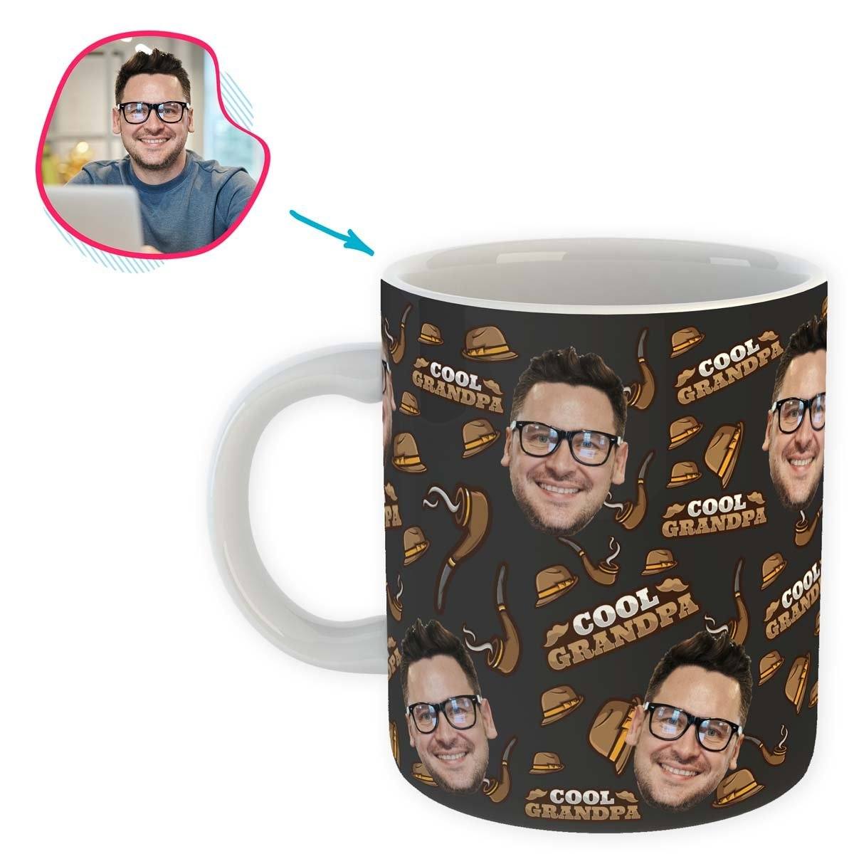 dark Cool Grandfather mug personalized with photo of face printed on it