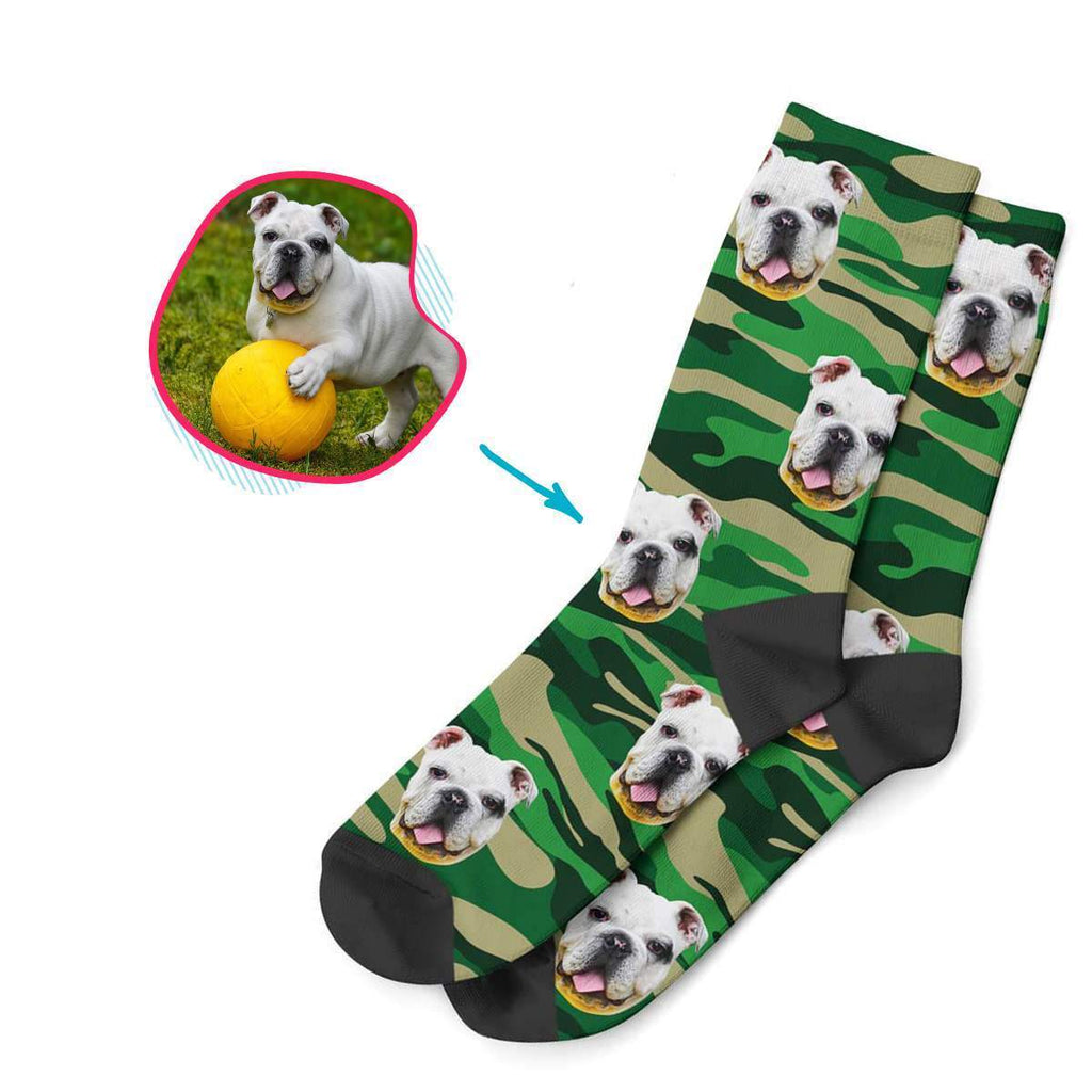 military Military socks personalized with photo of face printed on them