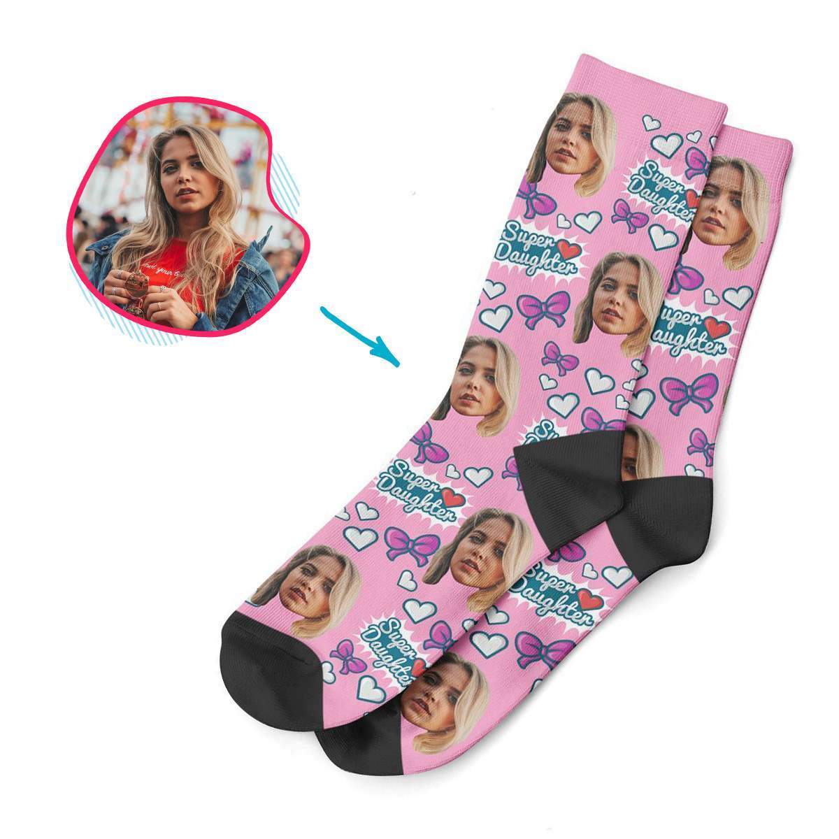 Super Daughter Personalized Socks