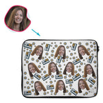 Load image into Gallery viewer, white #1 Mom laptop sleeve personalized with photo of face printed on them
