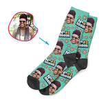 Load image into Gallery viewer, mint #1 Mom socks personalized with photo of face printed on them
