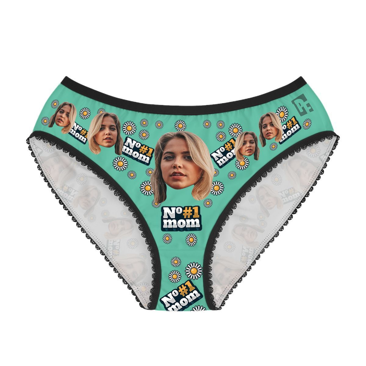 Mint #1 Mom women's underwear briefs personalized with photo printed on them