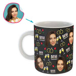Load image into Gallery viewer, Dark Anniversary personalized mug with photo of face printed on it
