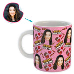 Load image into Gallery viewer, Pink Auntie personalized mug with photo of face printed on it
