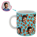 Load image into Gallery viewer, blue Basketball mug personalized with photo of face printed on it

