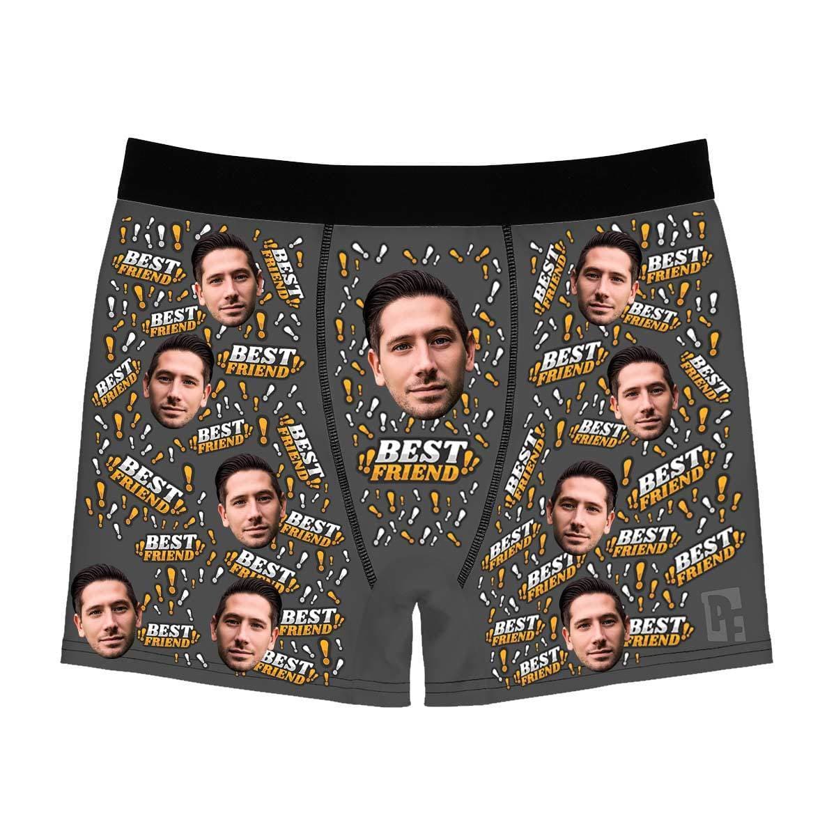 Dark Best Friend men's boxer briefs personalized with photo printed on them