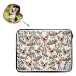 Load image into Gallery viewer, white Best Friend laptop sleeve personalized with photo of face printed on them
