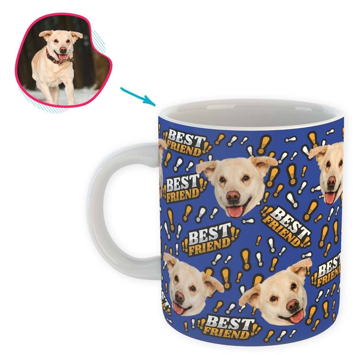 darkblue Best Friend mug personalized with photo of face printed on it