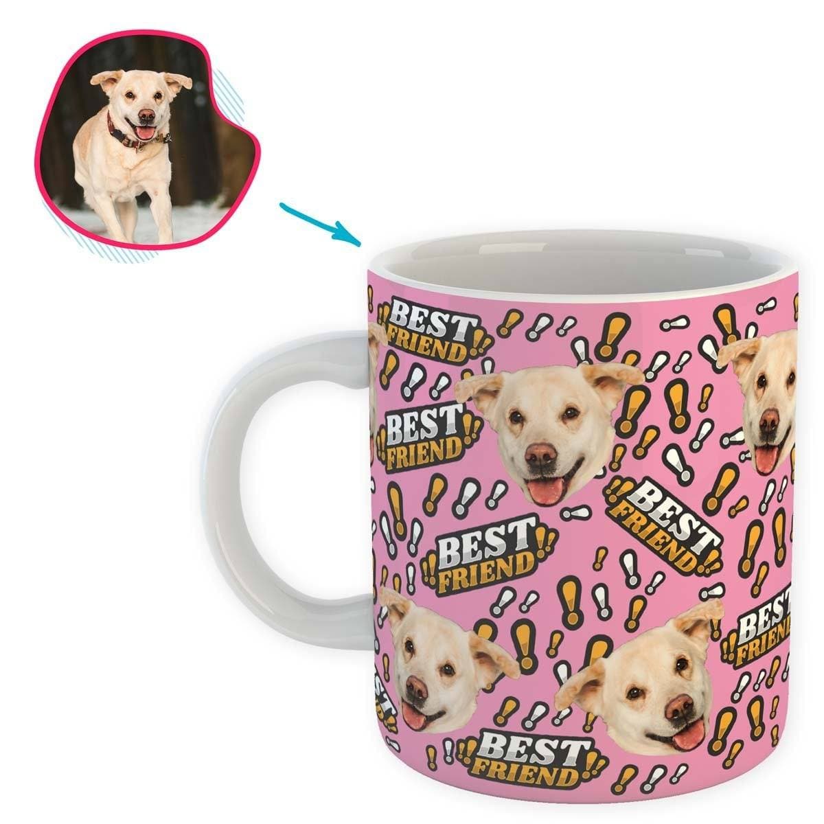 pink Best Friend mug personalized with photo of face printed on it