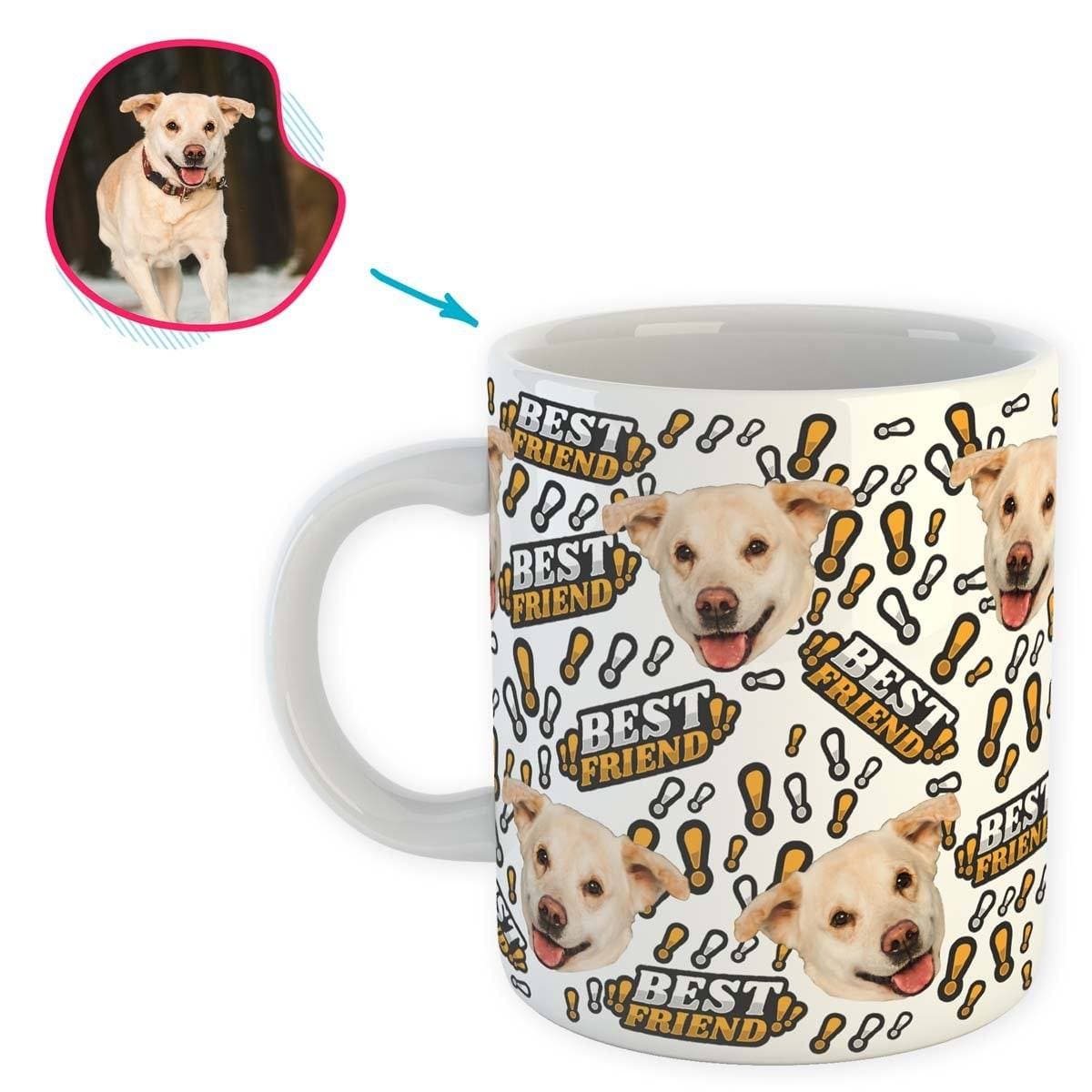 white Best Friend mug personalized with photo of face printed on it