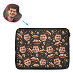 Load image into Gallery viewer, dark Best Friends laptop sleeve personalized with photo of face printed on them
