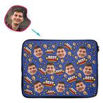 Load image into Gallery viewer, darkblue Best Friends laptop sleeve personalized with photo of face printed on them
