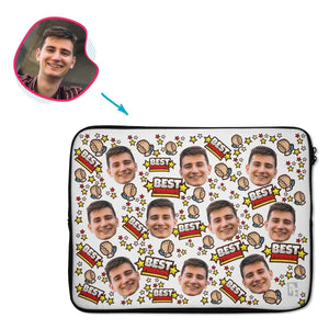 white Best Friends laptop sleeve personalized with photo of face printed on them