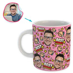 Load image into Gallery viewer, pink Best Friends mug personalized with photo of face printed on it

