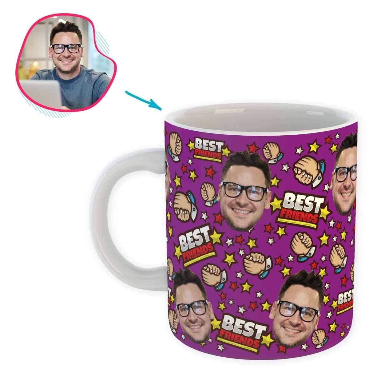 purple Best Friends mug personalized with photo of face printed on it