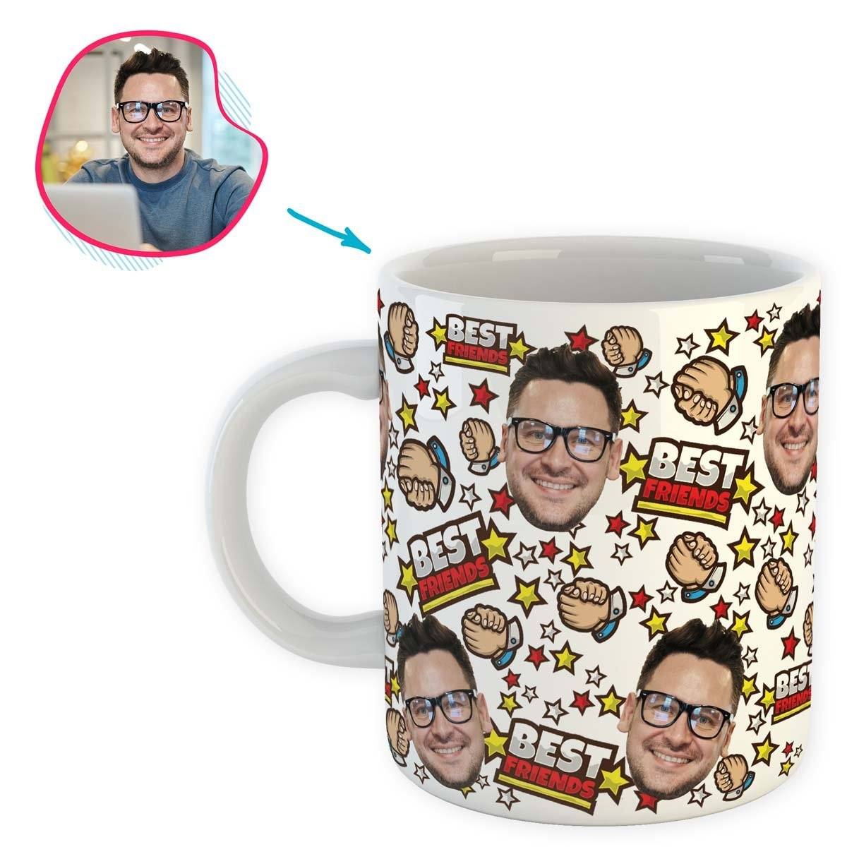 white Best Friends mug personalized with photo of face printed on it