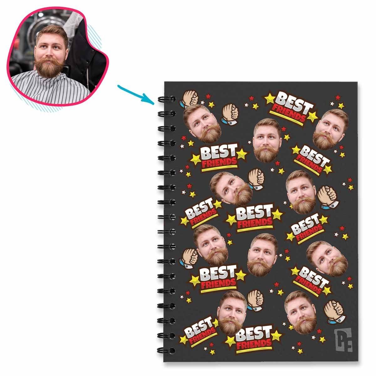 dark Best Friends Notebook personalized with photo of face printed on them