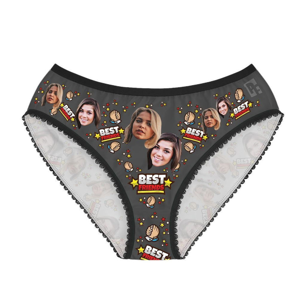 Dark Best Friends women's underwear briefs personalized with photo printed on them