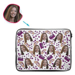 Load image into Gallery viewer, white BFF for Her laptop sleeve personalized with photo of face printed on them
