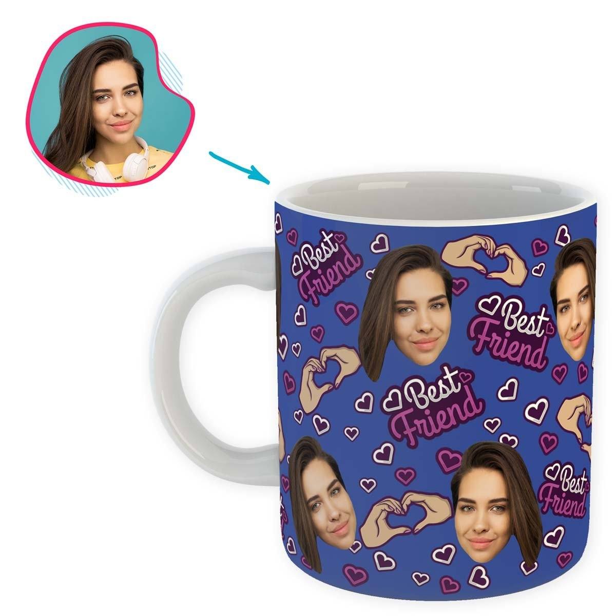 darkblue BFF for Her mug personalized with photo of face printed on it
