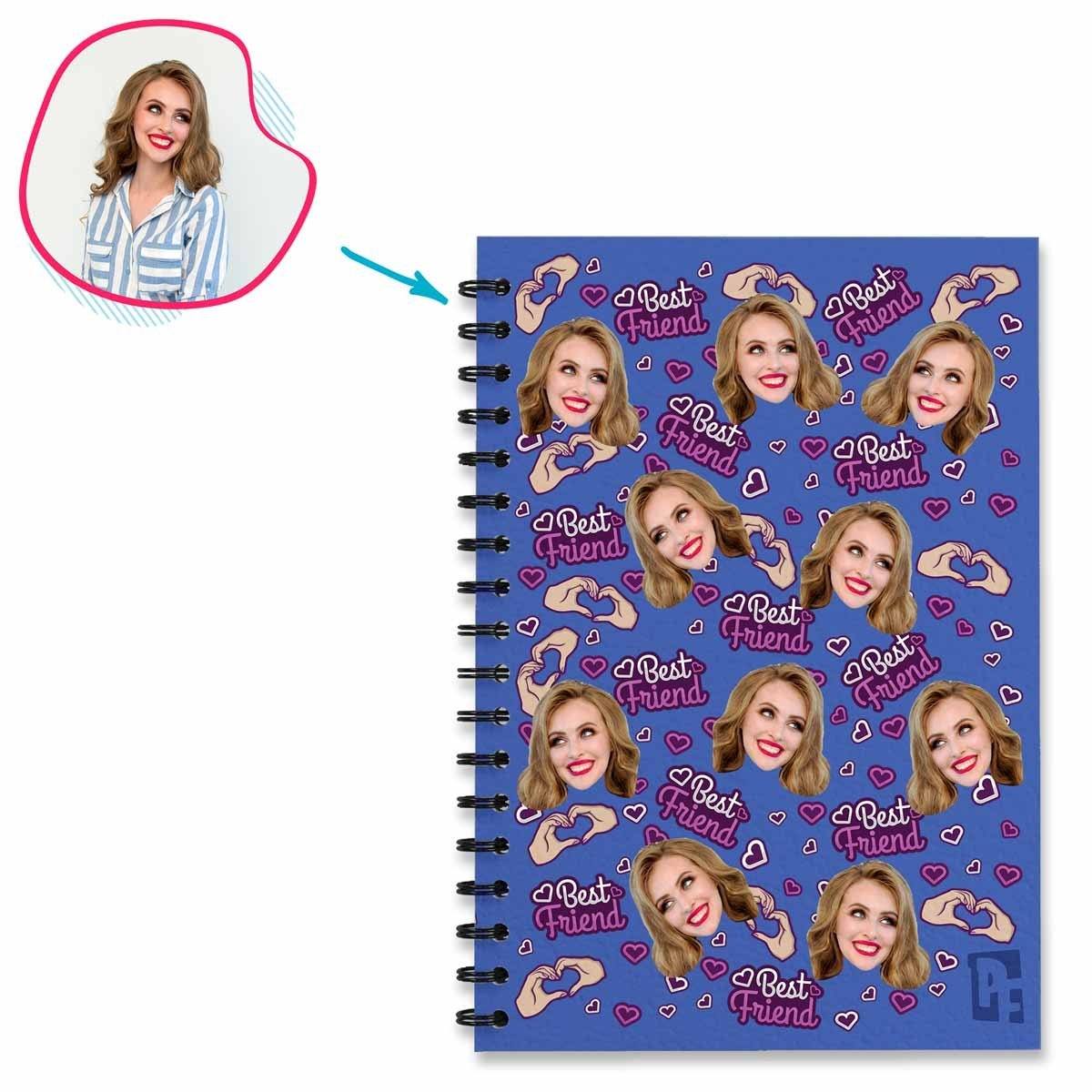 darkblue BFF for Her Notebook personalized with photo of face printed on them