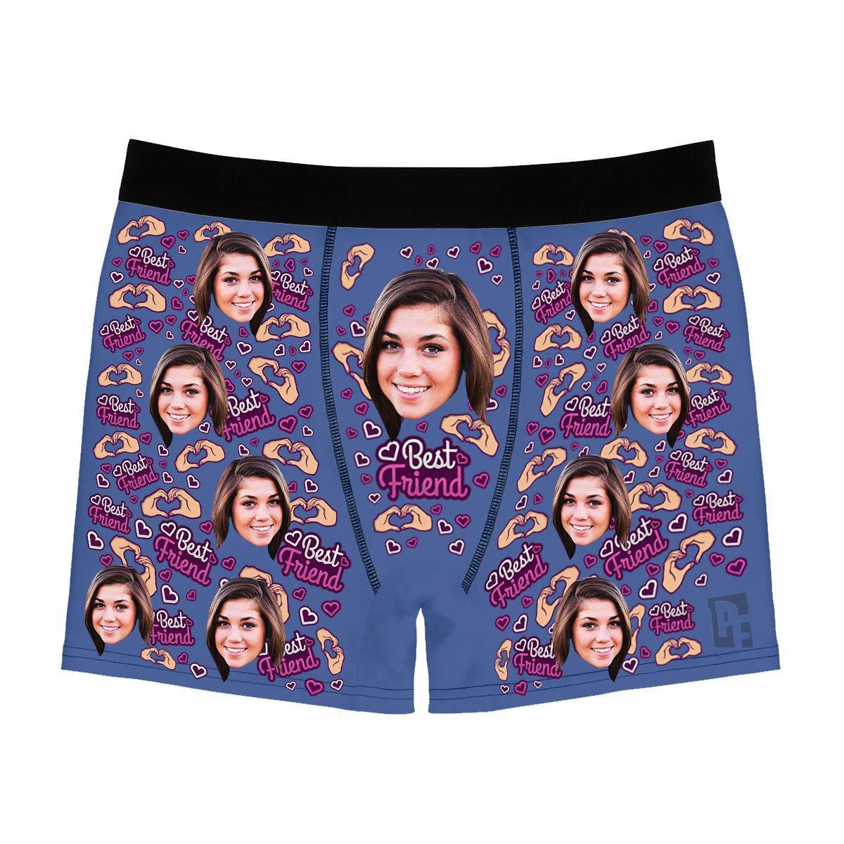 Darkblue BFF for her men's boxer briefs personalized with photo printed on them
