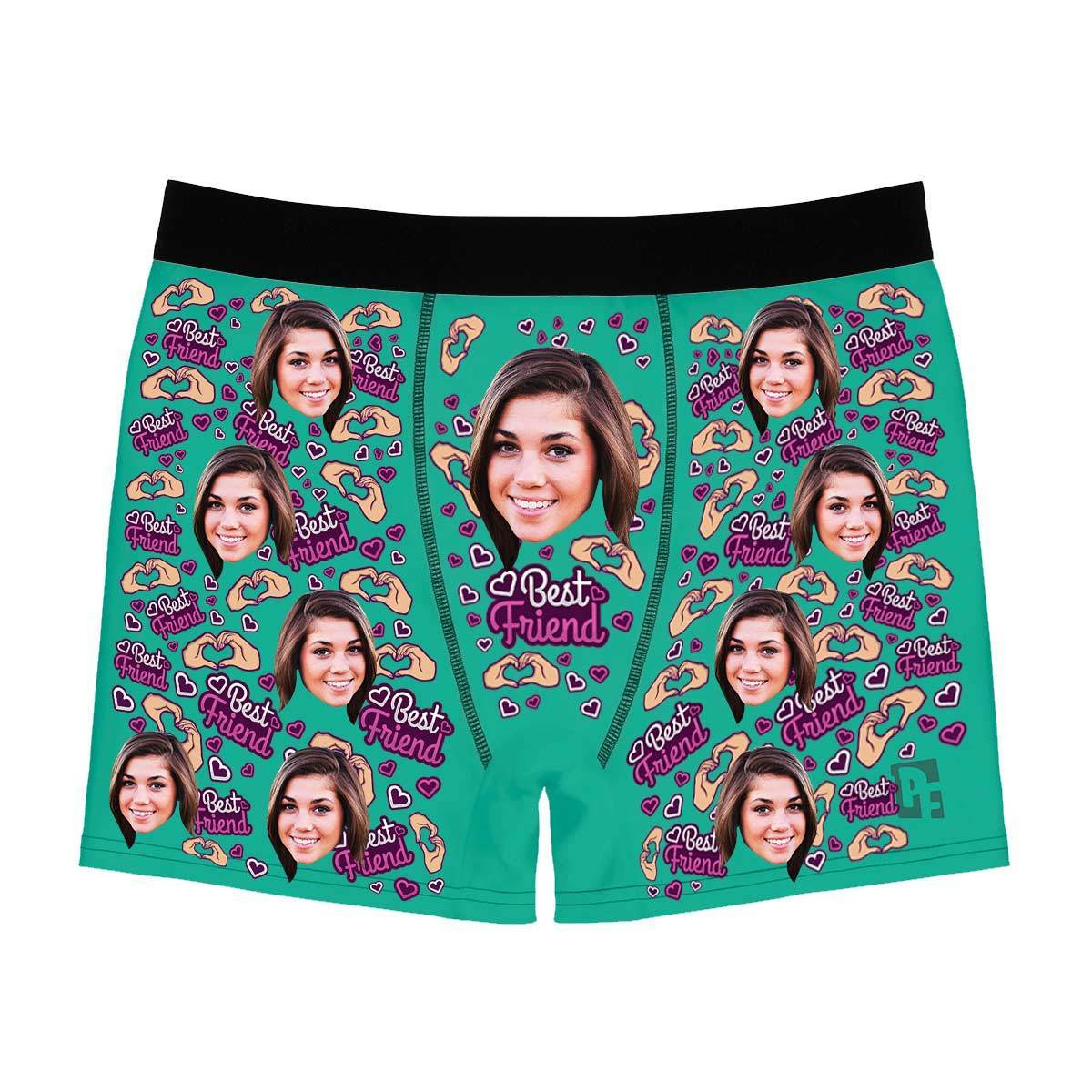 Mint BFF for her men's boxer briefs personalized with photo printed on them