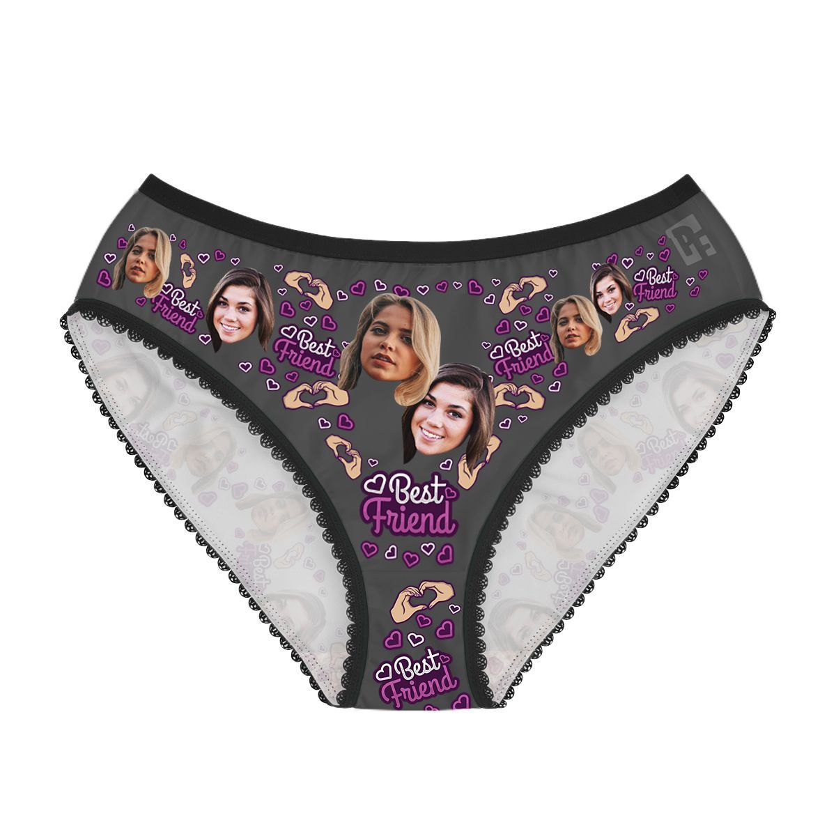 Dark BFF for her women's underwear briefs personalized with photo printed on them
