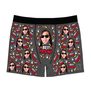 Dark BFF for him men's boxer briefs personalized with photo printed on them