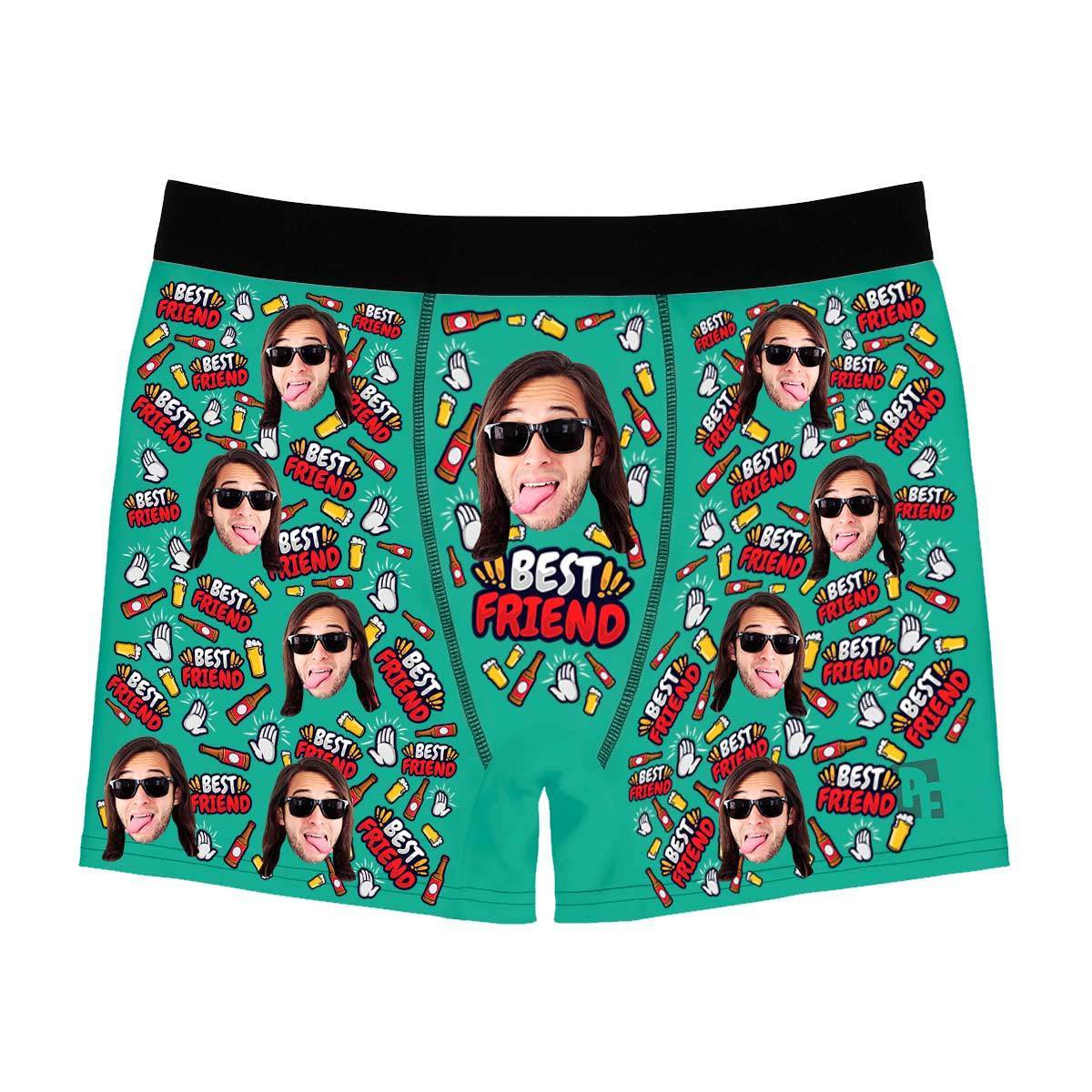 Mint BFF for him men's boxer briefs personalized with photo printed on them