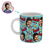 Load image into Gallery viewer, blue BFF for Him mug personalized with photo of face printed on it
