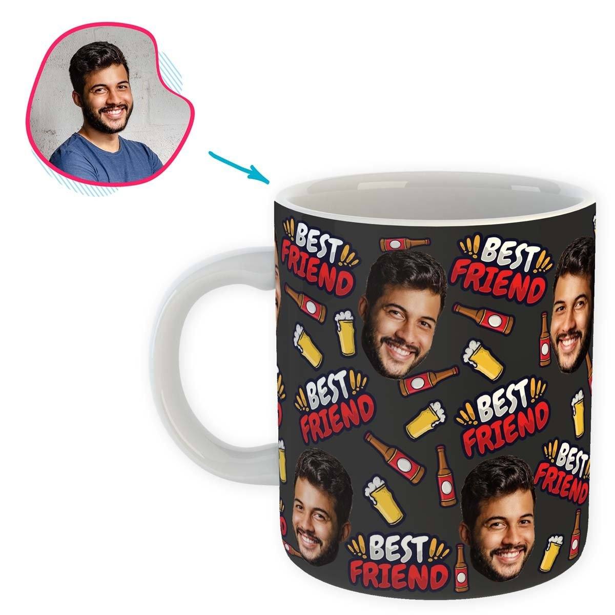 dark BFF for Him mug personalized with photo of face printed on it