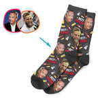 Load image into Gallery viewer, dark BFF for Him socks personalized with photo of face printed on them
