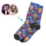 Load image into Gallery viewer, darkblue BFF for Him socks personalized with photo of face printed on them
