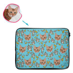 Load image into Gallery viewer, blue Bird laptop sleeve personalized with photo of face printed on them
