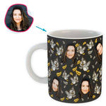 Load image into Gallery viewer, dark Bird mug personalized with photo of face printed on it
