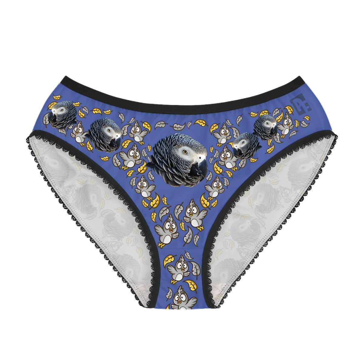 Darkblue Bird women's underwear briefs personalized with photo printed on them