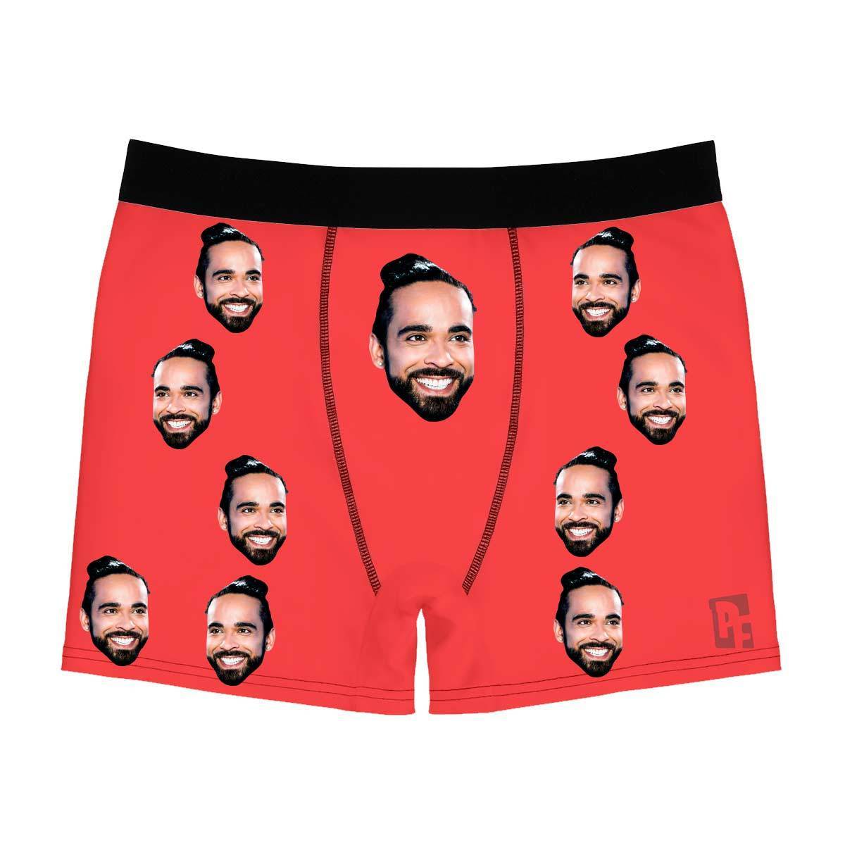 Blue Blank Design men's boxer briefs personalized with photo printed on them