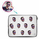 Load image into Gallery viewer, white Blank design laptop sleeve personalized with photo of face printed on them
