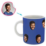 Load image into Gallery viewer, darkblue Blank design mug personalized with photo of face printed on it
