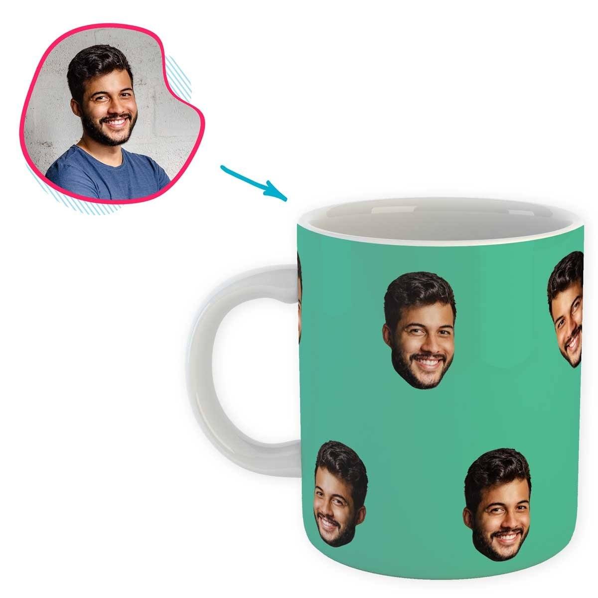 mint Blank design mug personalized with photo of face printed on it