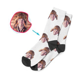 Load image into Gallery viewer, white Blank design socks personalized with photo of face printed on them
