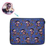 Load image into Gallery viewer, darkblue Boar Hunter laptop sleeve personalized with photo of face printed on them
