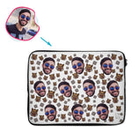 Load image into Gallery viewer, white Boar Hunter laptop sleeve personalized with photo of face printed on them
