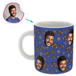 Load image into Gallery viewer, darkblue Boar Hunter mug personalized with photo of face printed on it
