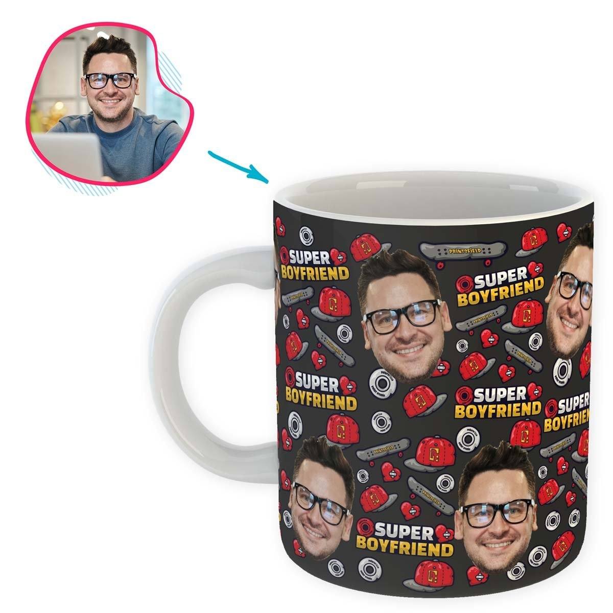 Dark Boyfriend personalized mug with photo of face printed on it