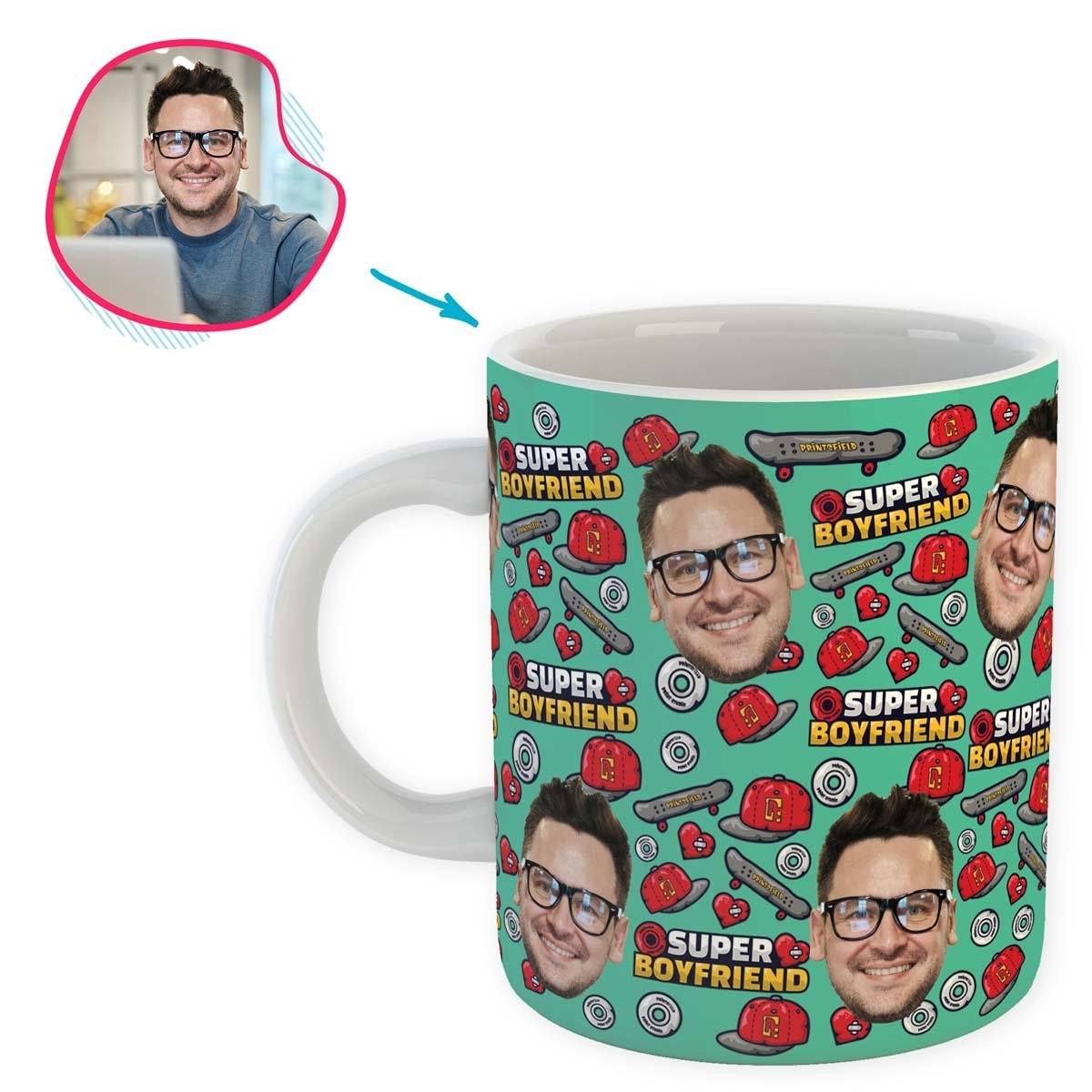 Mint Boyfriend personalized mug with photo of face printed on it