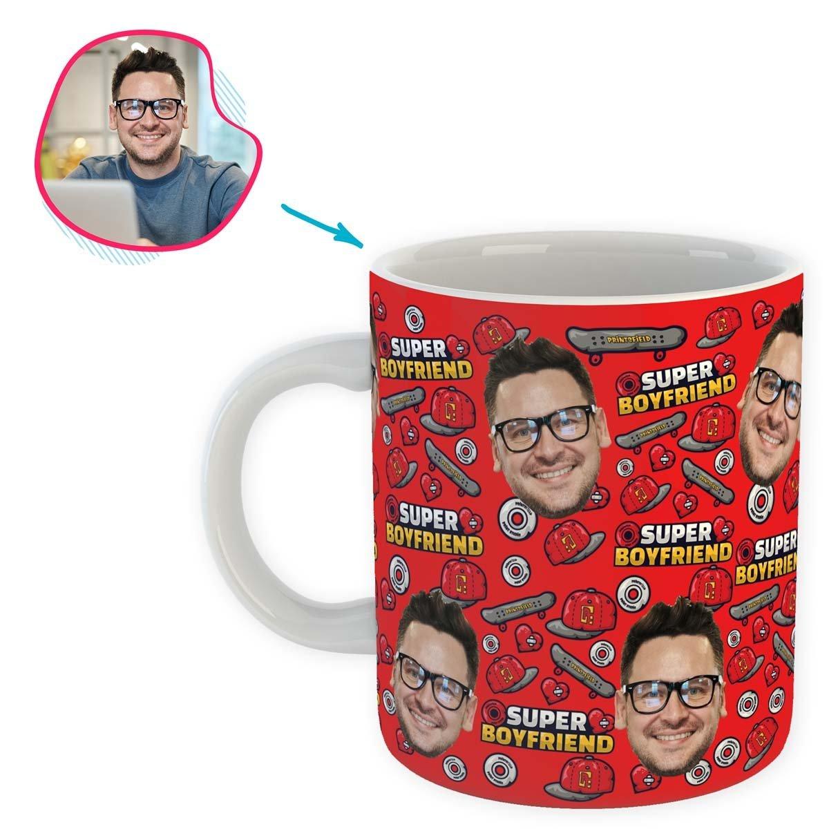 Red Boyfriend personalized mug with photo of face printed on it